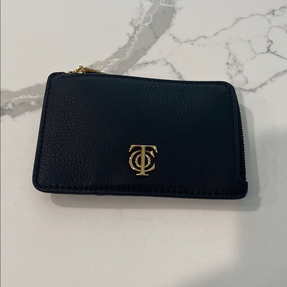 Tiffany & Co. Black Zip Around Leather Card Holder Wallet
